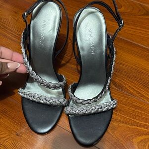 Nine West Black Heels with Silver Accents